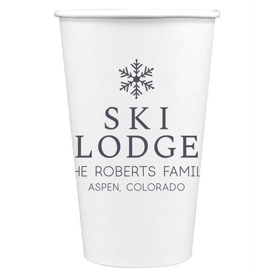 Snowflake Ski Lodge Paper Coffee Cups